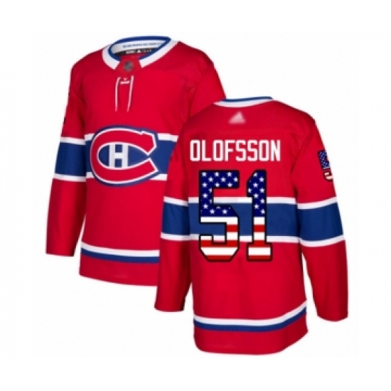 Men's Montreal Canadiens 51 Gustav Olofsson Authentic Red USA Flag Fashion Hockey Jersey