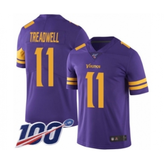 Men's Minnesota Vikings 11 Laquon Treadwell Limited Purple Rush Vapor Untouchable 100th Season Football Jersey