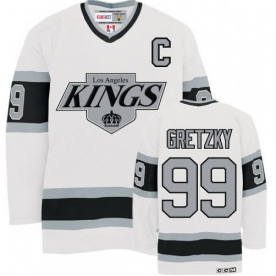 Men's CCM Los Angeles Kings 99 Wayne Gretzky Authentic White Throwback NHL Jersey