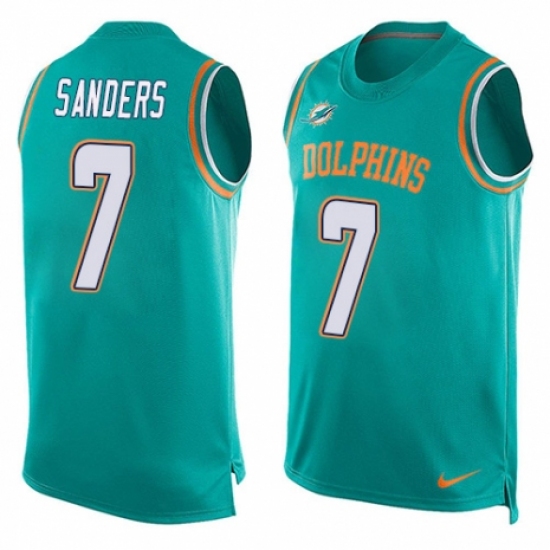 Men's Nike Miami Dolphins 7 Jason Sanders Limited Aqua Green Player Name & Number Tank Top NFL Jersey