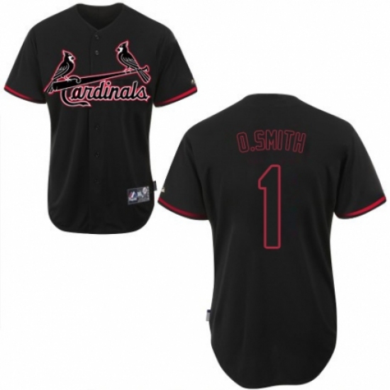 Men's Majestic St. Louis Cardinals 1 Ozzie Smith Replica Black Fashion MLB Jersey