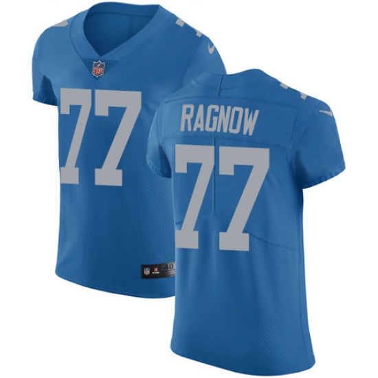 Men's Nike Detroit Lions 77 Frank Ragnow Blue Alternate Vapor Untouchable Elite Player NFL Jersey