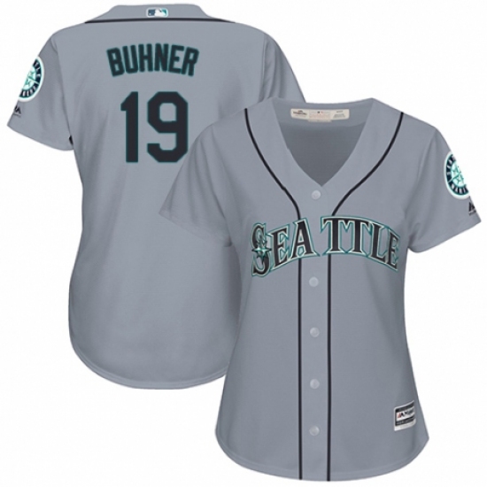 Women's Majestic Seattle Mariners 19 Jay Buhner Replica Grey Road Cool Base MLB Jersey
