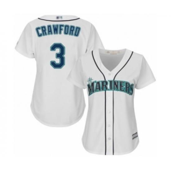 Women's Seattle Mariners 3 J.P. Crawford Authentic White Home Cool Base Baseball Player Jersey