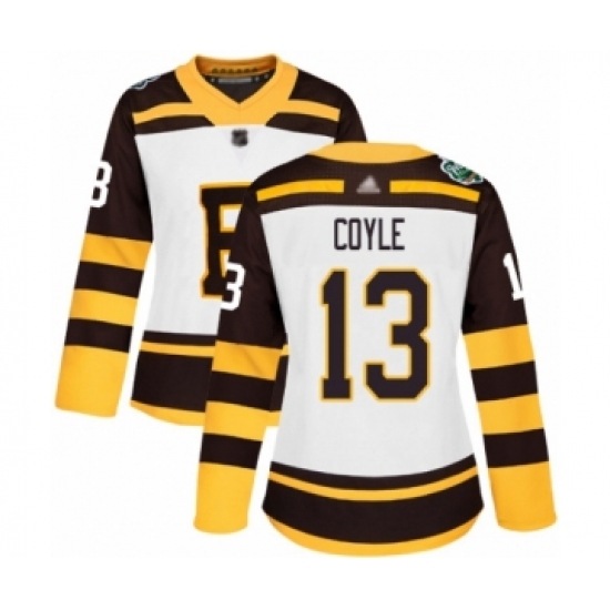 Women's Boston Bruins 13 Charlie Coyle Authentic White 2019 Winter Classic Hockey Jersey