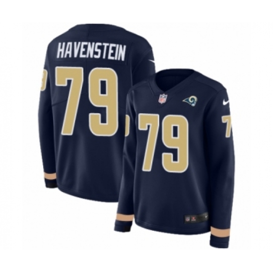 Women's Nike Los Angeles Rams 79 Rob Havenstein Limited Navy Blue Therma Long Sleeve NFL Jersey