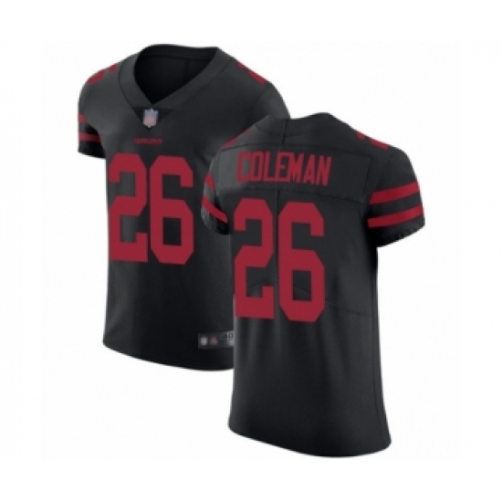 Men's San Francisco 49ers 26 Tevin Coleman Black Alternate Vapor Untouchable Elite Player Football Jersey