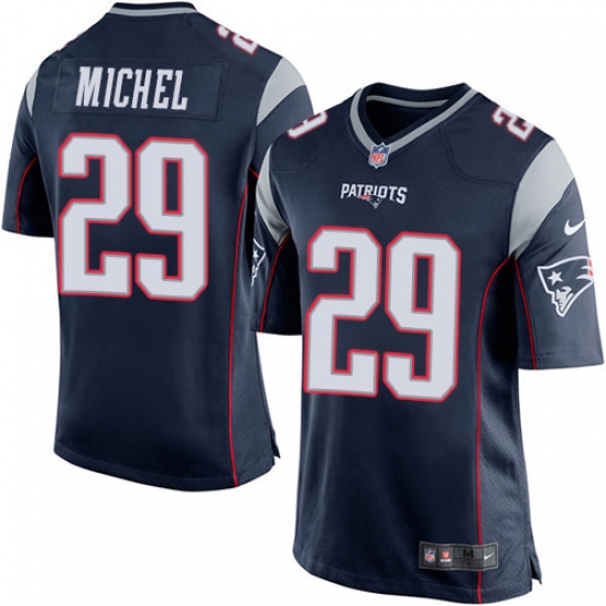 Men's Nike New England Patriots 29 Sony Michel Game Navy Blue Team Color NFL Jersey