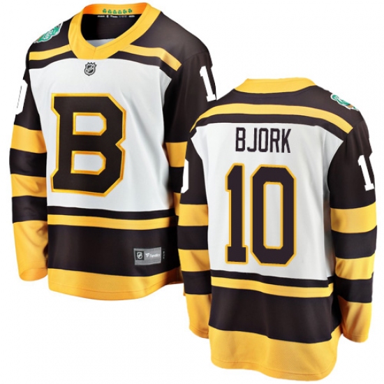 Youth Boston Bruins 10 Anders Bjork White 2019 Winter Classic Fanatics Branded Breakaway NHL Jersey