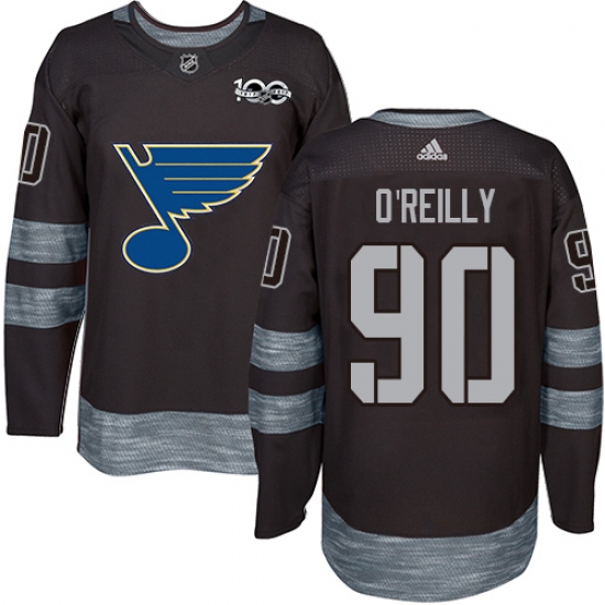 Men's Adidas St. Louis Blues 90 Ryan O'Reilly Authentic Black 1917-2017 100th Anniversary NHL Jersey