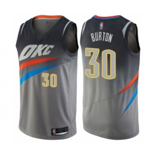Women's Oklahoma City Thunder 30 Deonte Burton Swingman Gray Basketball Jersey - City Edition
