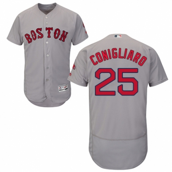 Men's Majestic Boston Red Sox 25 Tony Conigliaro Grey Road Flex Base Authentic Collection MLB Jersey