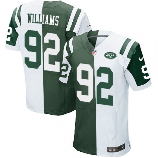 Men's Nike New York Jets 92 Leonard Williams Elite Green/White Split Fashion NFL Jersey