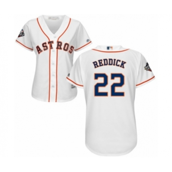Women's Houston Astros 22 Josh Reddick Authentic White Home Cool Base 2019 World Series Bound Baseball Jersey