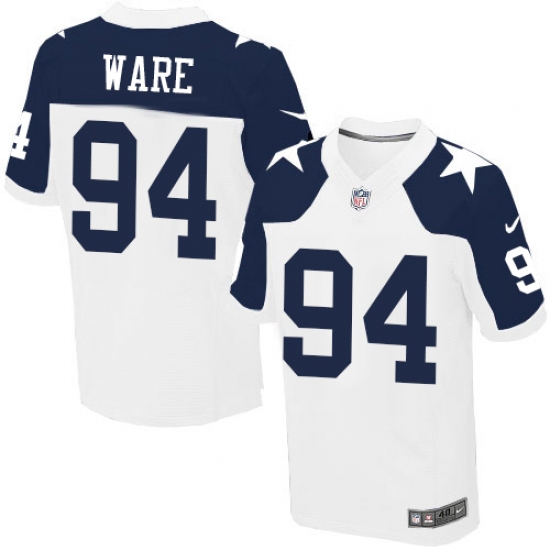 Men's Nike Dallas Cowboys 94 DeMarcus Ware Elite White Throwback Alternate NFL Jersey