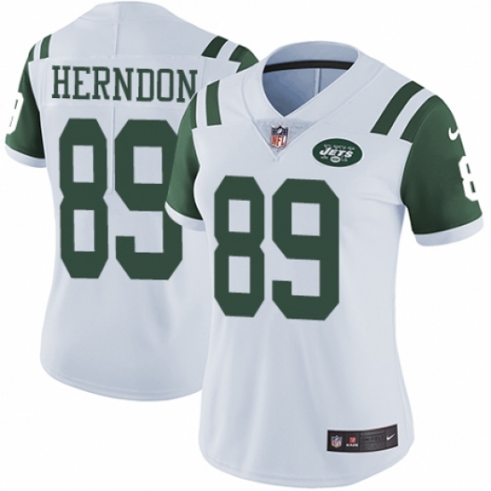 Women's Nike New York Jets 89 Chris Herndon White Vapor Untouchable Elite Player NFL Jersey