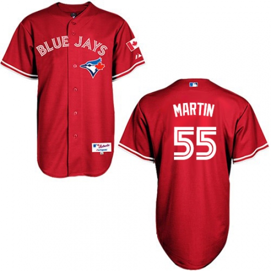 Men's Majestic Toronto Blue Jays 55 Russell Martin Authentic Red Canada Day MLB Jersey