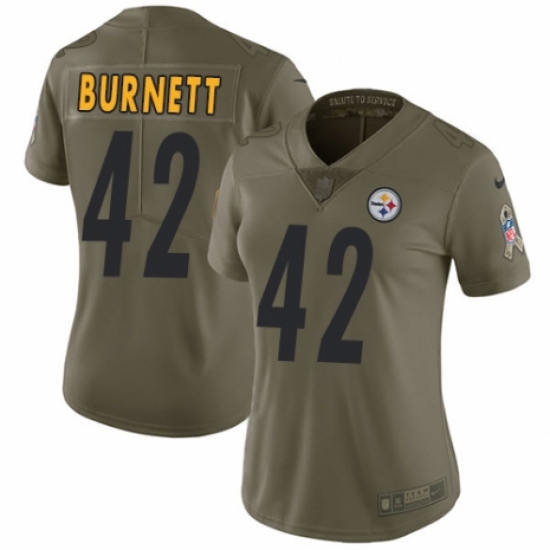 Women's Nike Pittsburgh Steelers 42 Morgan Burnett Limited Olive 2017 Salute to Service NFL Jersey