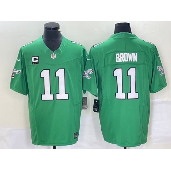 Men's Nike Philadelphia Eagles 11 AJ Brown Green 2023 F.U.S.E. Vapor Untouchable C Stitched Football Jersey