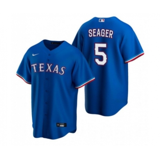 Men's Texas Rangers 5 Corey Seager Blue Cool Base Stitched Baseball Jersey