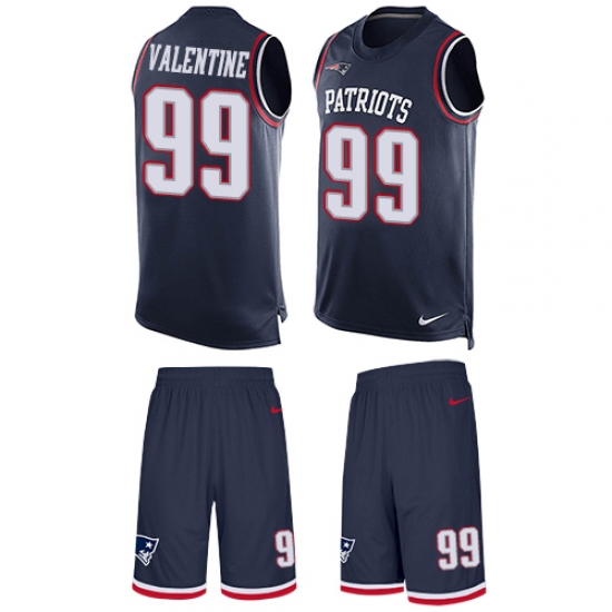Men's Nike New England Patriots 99 Vincent Valentine Limited Navy Blue Tank Top Suit NFL Jersey