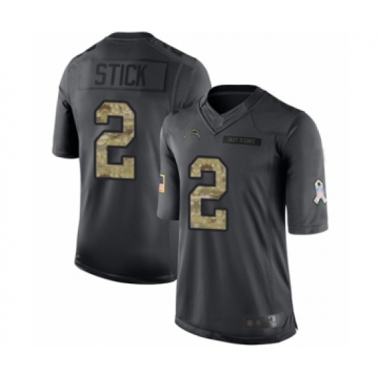 Youth Los Angeles Chargers 2 Easton Stick Limited Black 2016 Salute to Service Football Jersey