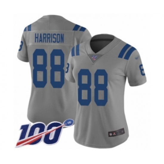 Women's Indianapolis Colts 88 Marvin Harrison Limited Gray Inverted Legend 100th Season Football Jersey