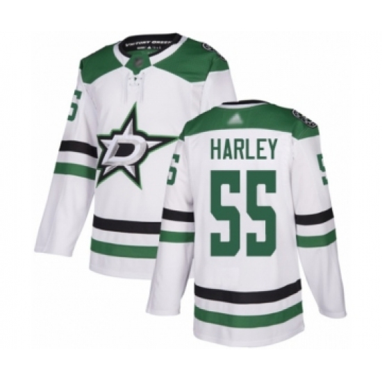 Men's Dallas Stars 55 Thomas Harley Authentic White Away Hockey Jersey