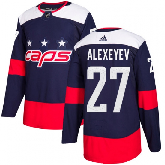 Youth Adidas Washington Capitals 27 Alexander Alexeyev Authentic Navy Blue 2018 Stadium Series NHL Jersey