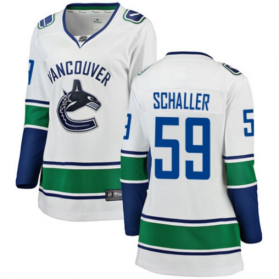 Women's Vancouver Canucks 59 Tim Schaller Fanatics Branded White Away Breakaway NHL Jersey
