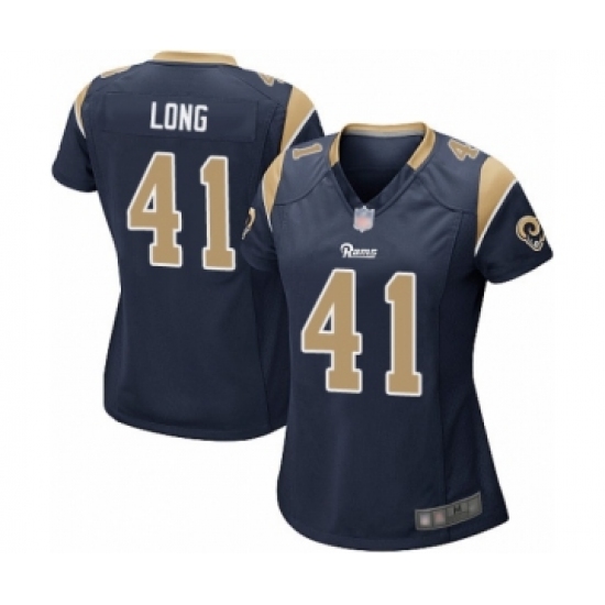 Women's Los Angeles Rams 41 David Long Game Navy Blue Team Color Football Jersey