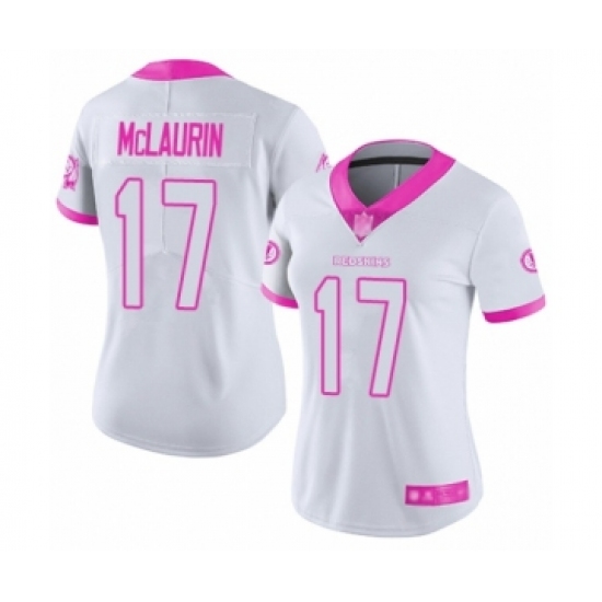 Women's Washington Redskins 17 Terry McLaurin Limited White Pink Rush Fashion Football Jersey