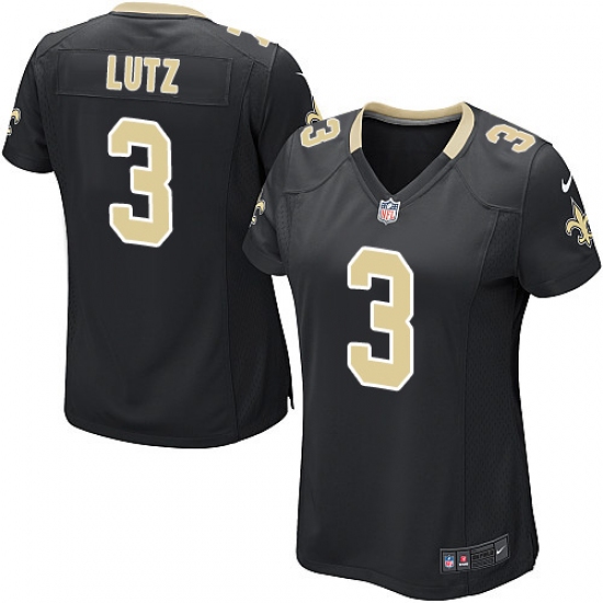 Women's Nike New Orleans Saints 3 Will Lutz Game Black Team Color NFL Jersey