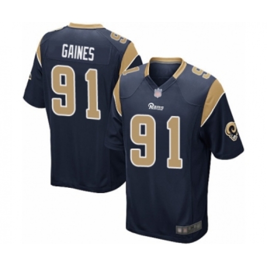 Men's Los Angeles Rams 91 Greg Gaines Game Navy Blue Team Color Football Jersey