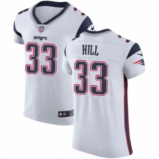 Men's Nike New England Patriots 33 Jeremy Hill White Vapor Untouchable Elite Player NFL Jersey