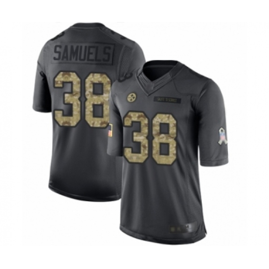 Men's Pittsburgh Steelers 38 Jaylen Samuels Limited Black 2016 Salute to Service Football Jersey