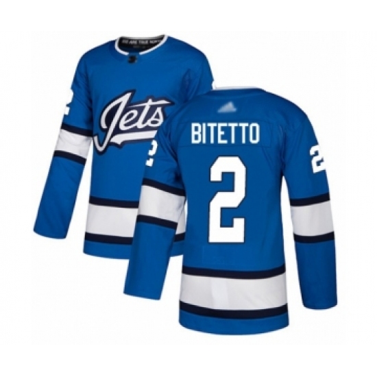 Youth Winnipeg Jets 2 Anthony Bitetto Authentic Blue Alternate Hockey Jersey