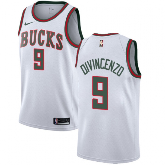 Women's Nike Milwaukee Bucks 9 Donte DiVincenzo Swingman White Fashion Hardwood Classics NBA Jersey