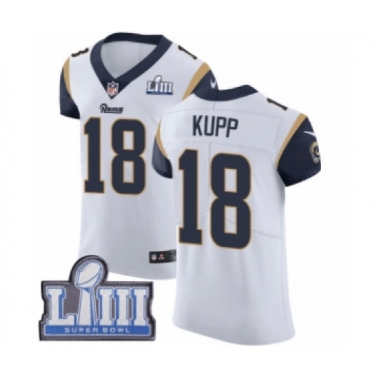Men's Nike Los Angeles Rams 18 Cooper Kupp White Vapor Untouchable Elite Player Super Bowl LIII Bound NFL Jersey