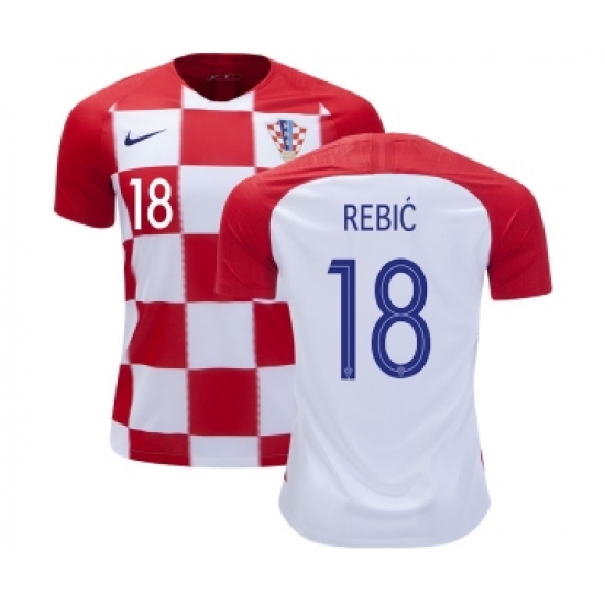 Croatia 18 Rebic Home Kid Soccer Country Jersey