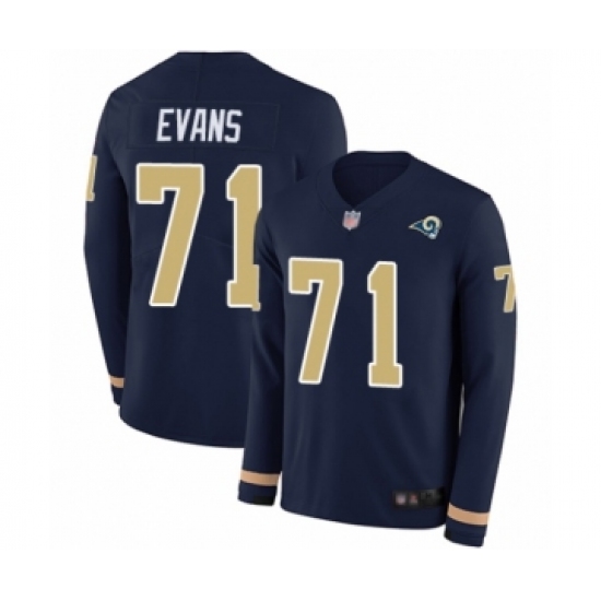 Men's Los Angeles Rams 71 Bobby Evans Limited Navy Blue Therma Long Sleeve Football Jersey