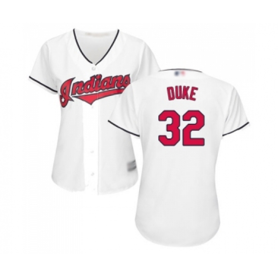 Women's Cleveland Indians 32 Zach Duke Replica White Home Cool Base Baseball Jersey