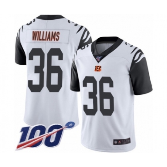 Men's Cincinnati Bengals 36 Shawn Williams Limited White Rush Vapor Untouchable 100th Season Football Jersey