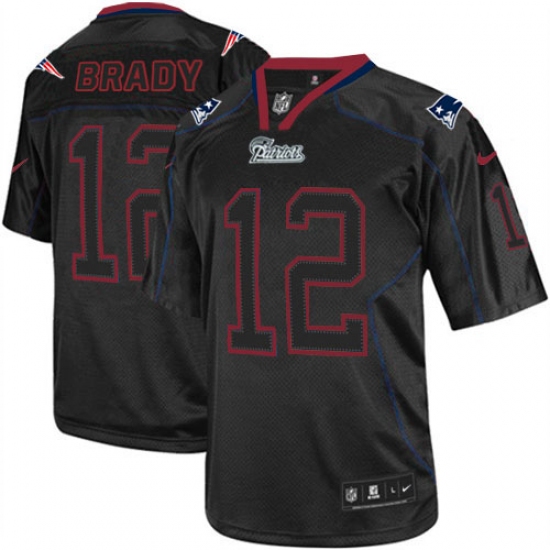 Men's Nike New England Patriots 12 Tom Brady Elite Lights Out Black NFL Jersey