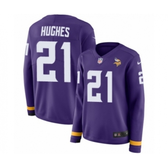 Women's Nike Minnesota Vikings 21 Mike Hughes Limited Purple Therma Long Sleeve NFL Jersey
