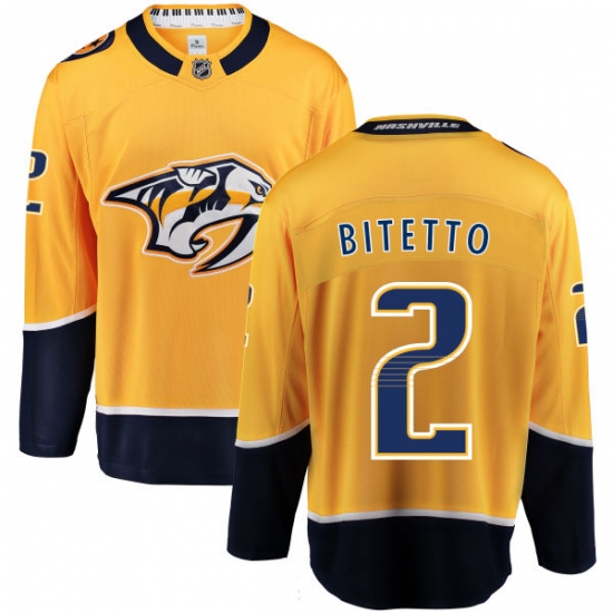 Youth Nashville Predators 2 Anthony Bitetto Fanatics Branded Gold Home Breakaway NHL Jersey