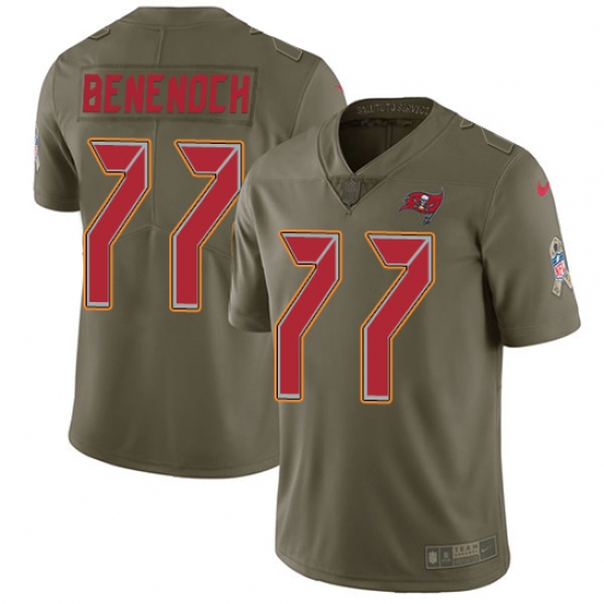 Men's Nike Tampa Bay Buccaneers 77 Caleb Benenoch Limited Olive 2017 Salute to Service NFL Jersey