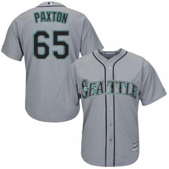 Men's Majestic Seattle Mariners 65 James Paxton Replica Grey Road Cool Base MLB Jersey