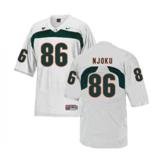 Miami Hurricanes 86 David Njoku White College Football Jersey