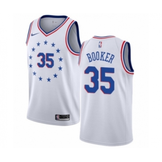 Youth Nike Philadelphia 76ers 35 Trevor Booker White Swingman Jersey - Earned Edition - Click Image to Close